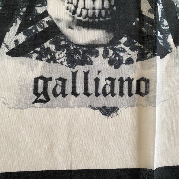 Vintage 2000s Galliano Skull Bandana Print Scarf Cotton Italy Authentic NWT - Picture 6 of 9
